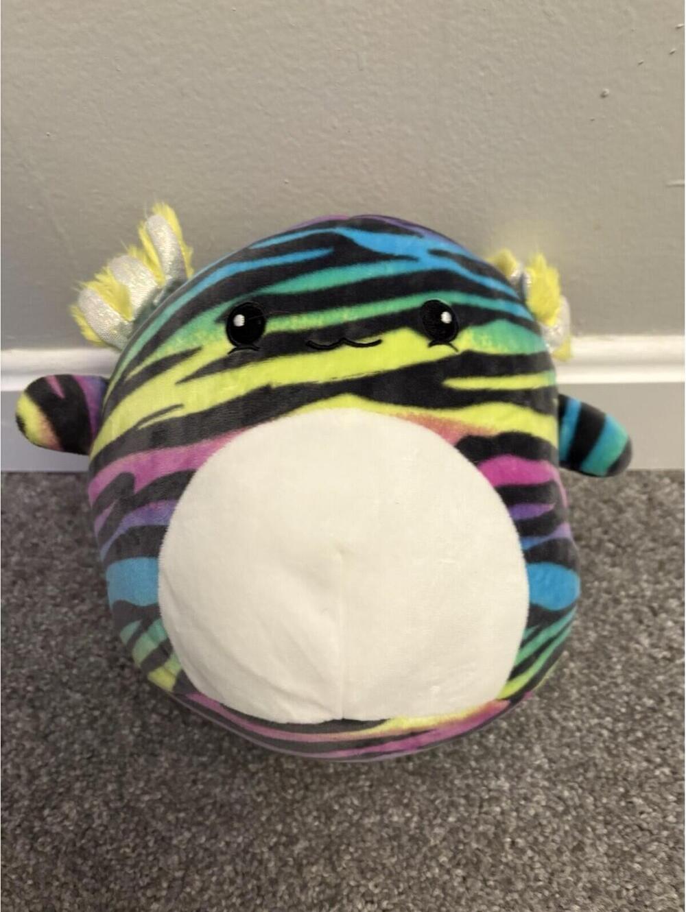 Axolotl Mystery Squad 8" Squishmallow Multicolor Zebra Stripe Rainbow Plush